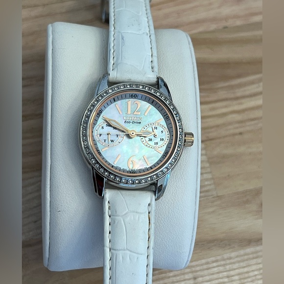Citizen Eco-Drive Ladies Watch Crystals Pearl Dial Day/Date Stainless Case main image 13